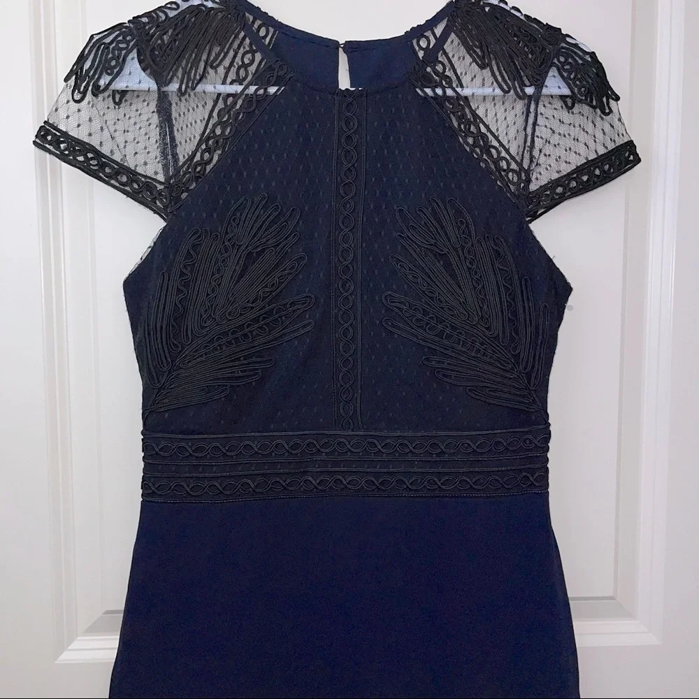 Harlyn Soutached Sheath Dress Black Navy S - Picture 5 of 17